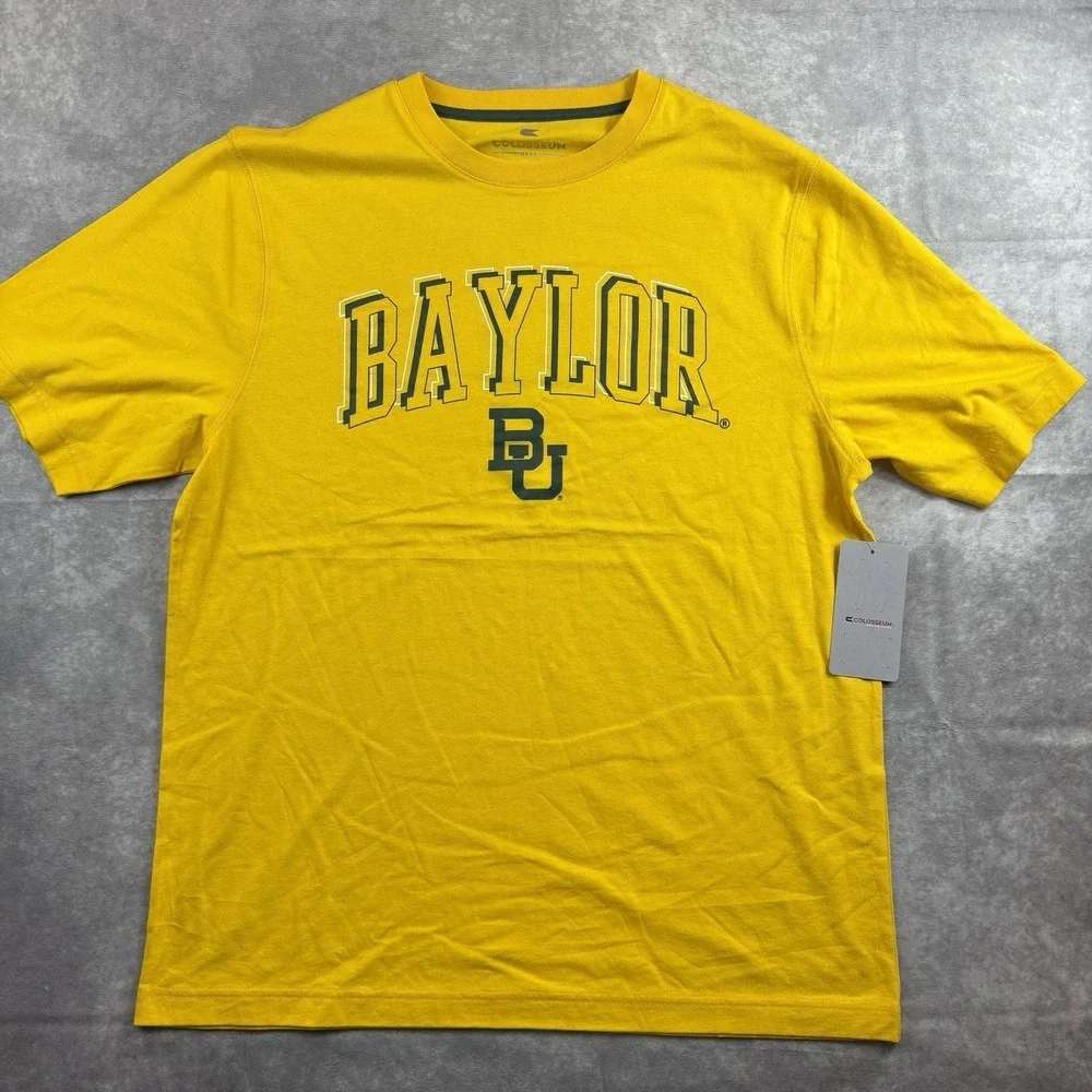 Baylor Bears T Shirt Mens L Yellow College Stretch Performance NEW